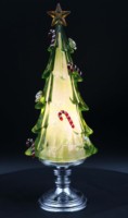 Sapin de Noël en acrylique vert avec étoile, piédestal argenté, canne en forme de bâton de sucre, décoration de table de fête, vente en gros B2B