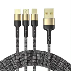 多機能5A金メッキインターフェース3in1 USB急速充電ケーブル