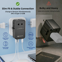 Adaptor Perjalanan Wontravel Mini Tipis 70W GaN Pengisi Daya Usb-c Adaptor Universal Ramping untuk Ponsel/Laptop
