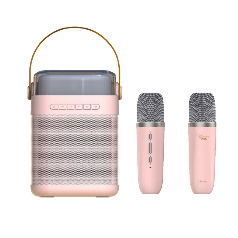 Портативный музыкальный плеер с Bluetooth, Поющая машина, караоке-система для наружной вечеринки, портативный 2 микрофонных динамика с подсветкой