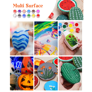 15ml 6 Couleur Lavable Non Toxique <span class=keywords><strong>Gouache</strong></span> Peinture Ensemble avec Pinceau Aquarelle pour DIY Peinture sur Verre Papier et Toile - Product Image 6