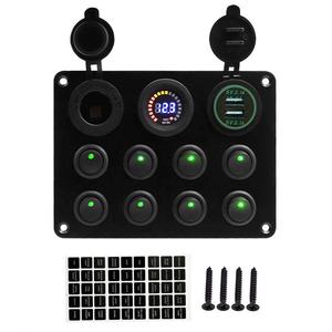 Interruptor de combinación de cabina de vehículo recreativo para coche, interruptor de ojo de gato de 8 bits, cargador de coche, fuente de alimentación USB + pantalla digital de voltaje - Product Image 1