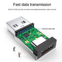 Konverter Adaptor USB 3.1 Tipe-C Pria ke USB 3.0 Wanita dengan Pengisian Cepat & Transfer Data untuk Kamera Komputer (Paduan Aluminium)