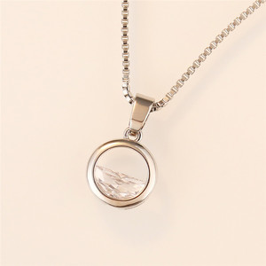 Collana con ciondolo a semicerchio in zircone per donna, stile semplice e fresco, catena per clavicola, gioiello. - Product Image 4