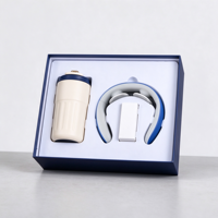 Ensemble cadeau d'entreprise personnalisé Anji Newell avec logo, tasse thermique en acier inoxydable, masseur pour le cou et batterie externe pour cadeaux de bureau de luxe