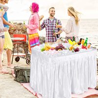 Table de glacière pliable en plastique multi-usages avec jupe assortie et bouchon de vidange pour le camping