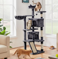 Arbre à chat, griffoir et condo intégrés, maison pour chat en peluche gris foncé et sisal, perchoir compact pour affûter les griffes