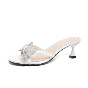 1138 New Products Hot Selling European and American Bow Diamond High Heels Cross Border Sexy Thin Heels Fashion Cool <b>Slippers</b> - Product Image 6