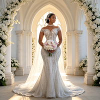 Robe de mariée sirène moderne longue grande taille avec traîne chapelle détachable et décorations en dentelle, fabriquée en Chine pour mariages et occasions spéciales