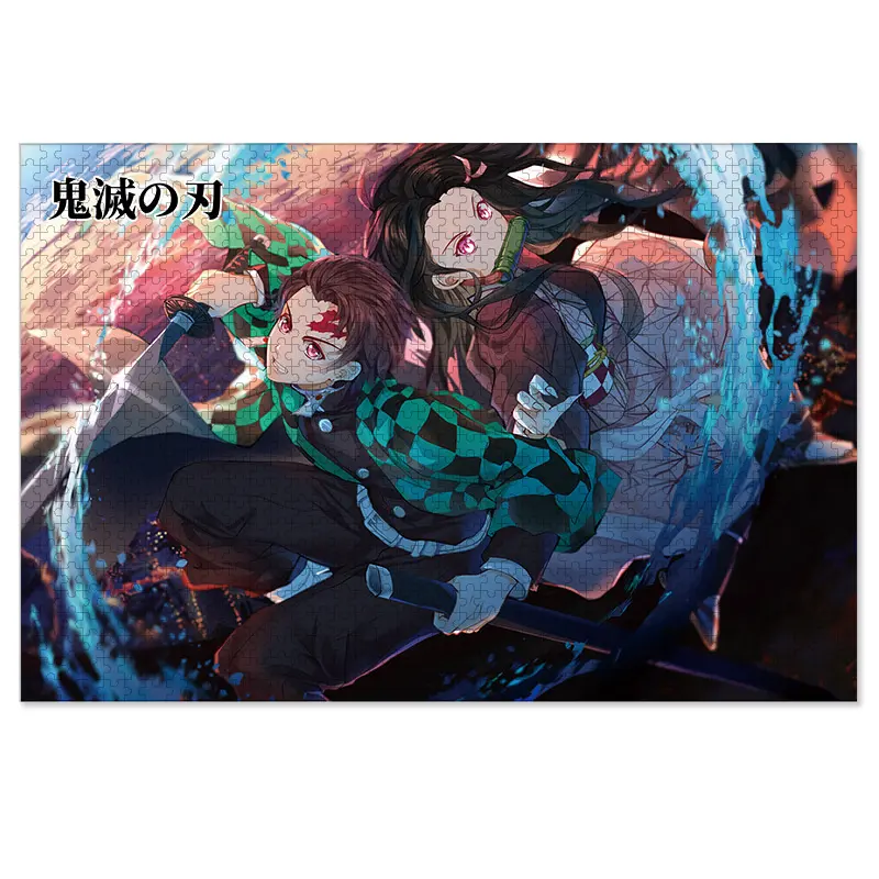 1000 Buah 10 Gaya Demon Slayer Kamado Tanjirou Nezuko Zenitsu Kayu Anime Jigsaw Puzzle Hadiah Hobi Mainan Pendidikan