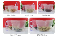 28*24+5cm Transparante Staande Zak met Handvat, Herbruikbare Zip Lock Zak voor het Bewaren van Verse Groenten en Fruit