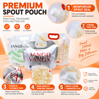 Pochette Doypack OEM imprimée de 1000 ml avec bec verseur, en plastique laminé aluminium, avec bouchon torsadé pour emballage alimentaire, vin de fruits, cocktails et mélanges.