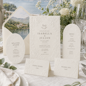 Cartoline di Nozze di Lusso con Motivi Floreali in Rilievo, Bordo a Peonia in Rilievo Cieco, Biglietti Informativi per Matrimonio Personalizzati con Taglio Sagomato - Product Image 6