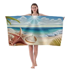 Groothandel Zomer Gerecycled Custom Milieuvriendelijke Wafel Strandlaken Microfiber Zandvrij Snel Droog Sublimatie Handdoek Voor Strand