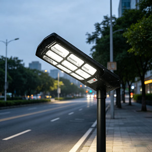 Lampadaire <span class=keywords><strong>solaire</strong></span> tout-en-un <span class=keywords><strong>200</strong></span>-400W IP65 3CCT pour extérieur avec capteur de mouvement PIR - Product Image 3