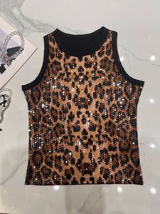 Summer Sexy Pink Leopard Sequin Crop <strong>Top</strong> Women Fashion Sleeveless Shiny Animal Print Camisole Party Clubwear <strong>Sparkly</strong> <strong>Vest</strong> - Product Image 5