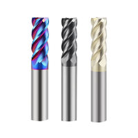 Fraise à queue CNC en carbure nano bleu haute précision 65 degrés pour métaux, 4 cannelures, acier inoxydable 4/6/8mm ODM/OEM