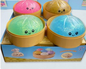 Nuovo Giocattolo Sensoriale Antistress Squishy a Forma di Raviolo con Polvere Dorata e Cristalli, Scatola a Sorpresa, Piccolo Panino al Vapore Spremibile, Regalo - Product Image 6