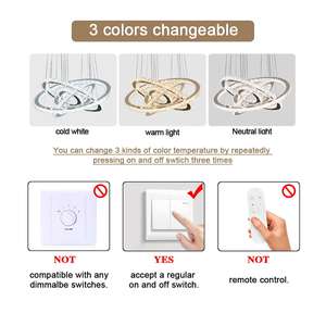 Modern Luxury Crystal Ring Chandelier Living Room Dining Room LED Steel Hanging Lamp Long Middle Sizes for Villa Application - Product Image 4