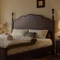 Lit Double Luxe et Confortable Marseille, Style Mid-Century Modern (MCM), en Bois de Chêne Massif, Taille King Size 180 cm, pour Chambre Principale et Appartement