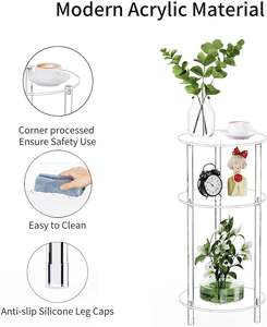 <span class=keywords><strong>Table</strong></span> d'appoint ronde en acrylique transparent à 3 niveaux pour petits espaces avec étagères ouvrantes <span class=keywords><strong>Table</strong></span> <span class=keywords><strong>de</strong></span> chevet en lucite pour salon chambre à coucher - Product Image 3