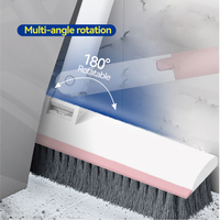 Nettoyage des carreaux de sol à long manche 2 en 1 Balai raclette Brosse à récurer les sols Brosse à récurer les sols