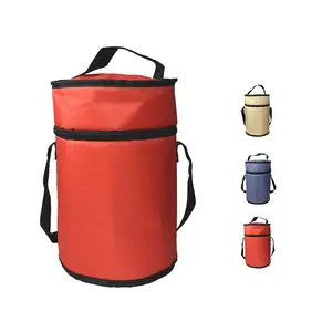 Sac isotherme Portable étanche oxford pour pique-nique, cylindre pliable, sac isotherme pour déjeuner rond avec impression personnalisée