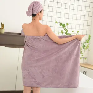 Nhanh Chóng Làm Khô Phụ Nữ Mềm Váy Khăn Coral Fleece Microfiber Bath Váy Áo Choàng Tắm