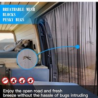Rideau de porte de camping-car style minimaliste, best-seller Amazon, respirant, anti-moustiques, en maille tétrilène 420D PA Teslin, enroulable avec fermeture éclair