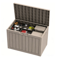 Boîte de rangement extérieure robuste de 35/75 gallons avec couvercle rabattable, en plastique résistant à la rouille, grande capacité pour terrasse, piscine, jardin, garage, atelier