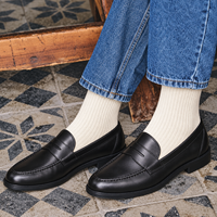 Chaussettes classiques de haute qualité, douces, tricotées, à côtes verticales, respirantes, durables, avec semelle coussinée