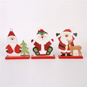 High Quality Wooden Christmas Ornaments Santa Claus Deer Ornament Table Decoration Gifts
