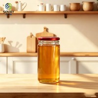 Botol Kaca Silinder Tinggi Transparan 450ml, Wadah Kaca Food-Grade untuk Sirup, Acar, Penggunaan Rumah Tangga dan Pabrik