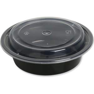 Conteneur alimentaire en plastique noir/transparent GEN 16 oz avec couvercle, boîte à lunch jetable, 150/carton (TORND16) - Product Image 3