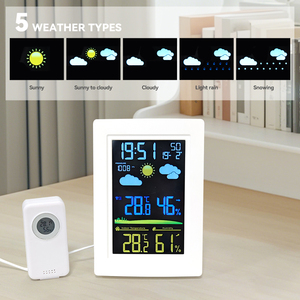 Emaf hiện đại trang trí nội thất đèn nền Máy tính để bàn báo động nhiệt độ độ ẩm ngoài trời di động Trạm thời tiết đồng hồ với màn hình LCD - Product Image 2