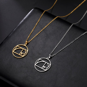 Collar con Colgante de Geometría de la Espiral de <span class=keywords><strong>Fibonacci</strong></span>, Círculo, Triángulo, Proporción Áurea, Collar de Acero Inoxidable para Mujer, Gargantilla, Joyería - Product Image 1