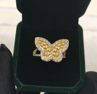 Trendy ring van roestvrij staal met cartoon-design, vlinder, roze CZ diamant, hartvormig frame, mode dames sieraden cadeau