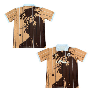Wholesale Custom Breathable Quick Dry Polyester Football Shirts Retro Heat Press Logo Short Sleeve