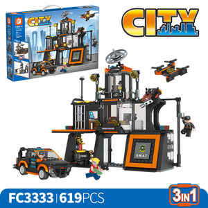 Bloques de construcción de la <span class=keywords><strong>serie</strong></span> de la ciudad de fabricación china Unisex montar <span class=keywords><strong>Swat</strong></span> edificio-coche de policía helicóptero ABS plástico 1:50 modelo Juguetes - Product Image 6