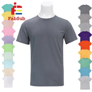 Tamaño de EE. UU. Camisetas para adultos 190gsm Poliéster Algodón Sublimación en blanco Camiseta de cuello redondo para impresión de seda