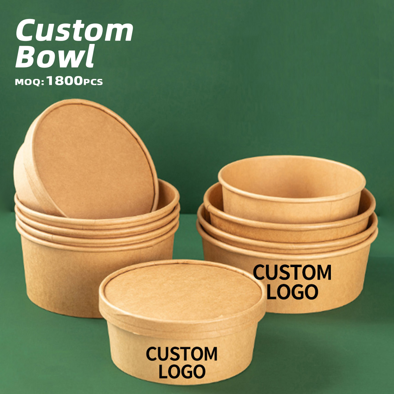 Jiehui Direct Supply Custom Logo Disposable Kraft Paper Lids Leak-Proof Food Packaging Containers Paper Plate & Bowls