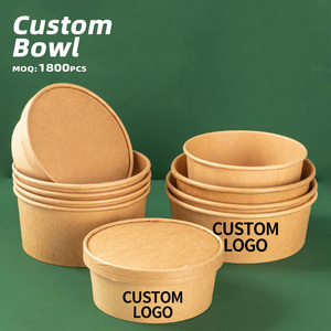 Jiehui cung cấp trực tiếp biểu tượng tùy chỉnh dùng một lần giấy kraft có nắp đậy rò rỉ-proof bao bì thực phẩm container giấy tấm & bát - Product Image 1