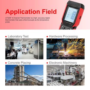 UNI-T UT325Fデジタル温度計4チャンネル温度データロガー<span class=keywords><strong>K</strong></span> J T E R S Nタイプ熱電力テスター - Product Image 5