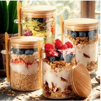Bocaux de conservation en verre hermétiques avec couvercle et cuillère en bambou, verre borosilicate de haute qualité pour grains de café, récipients alimentaires de cuisine