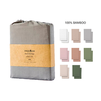 Juego de cama de tela de bambú lyocell suave Natural 300tc sábana de bambú orgánico fundas de cama tamaño queen juego de edredón