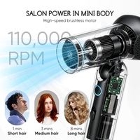 Mini sèche-cheveux pliable professionnel à grande vitesse, 110000 tr/min, faible bruit, sèche-cheveux ionique professionnel