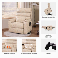 Fauteuil inclinable électrique 2-en-1 moderne pour salon avec télécommande, fauteuil releveur en cuir, canapé inclinable et pliable