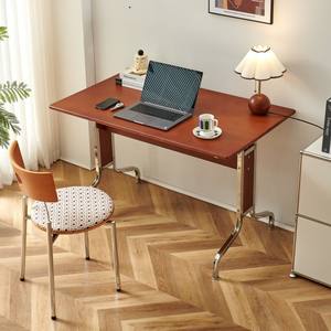 Escritorio de Madera Maciza Negra Estilo <span class=keywords><strong>Bauhaus</strong></span> de Mediados de Siglo |   Mesa Larga Retro con Patas de Acero Inoxidable, Escritorio de Computadora de Oficina Moderno y Minimalista - Product Image 3