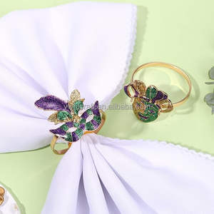 HLC Nouveaux anneaux de serviette de table pour le Mardi Gras, masque de comédie, paillettes, fleur de lys, porte-serviettes, décoration de table à dîner - Product Image 3