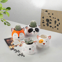 Pots à fleurs miniatures en céramique émaillée motif animaux de dessin animé, vente chaude, pots à succulentes d'intérieur pas chers, décoration de jardin et de maison, plantes artificielles